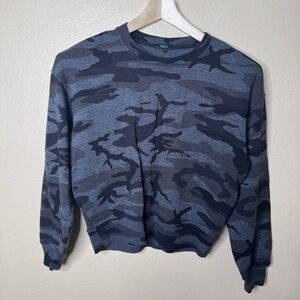 Rails Ramona Sweatshirt Women’s Small Gray Iron Camo Camouflage Crewneck